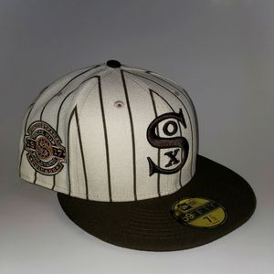 RARE-NEW ERA Chicago White Sox  Brown Pinstripe 59Fifty Fitted Hat Size 7-1/2